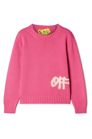 maglione in cotone rosa OFF WHITE KIDS | OGHE001F23KNI0033201